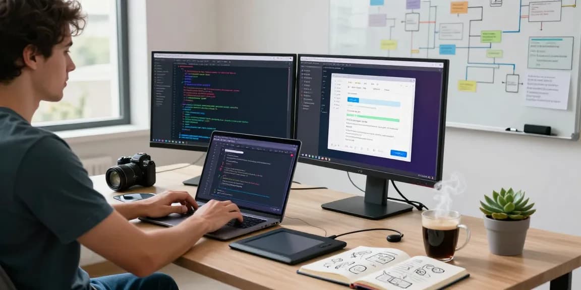 Kobold AI developer utilizing advanced coding tools in a modern workspace.