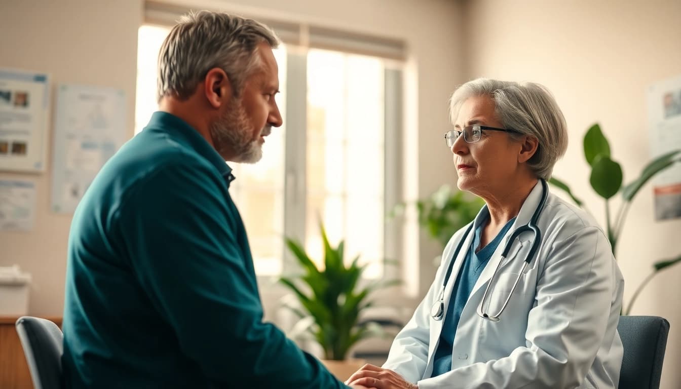 Consultation for a Medical marijuana card online with a professional doctor in a modern clinic.