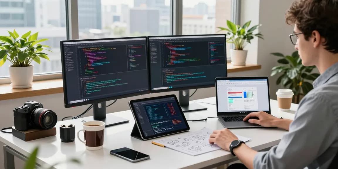 Dynamic software development workspace showing snipaste官网 integration with modern coding tools and a vibrant city view.
