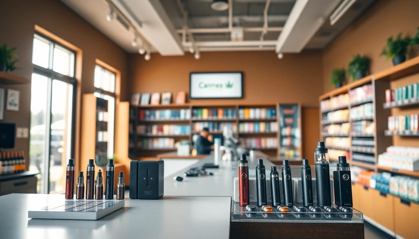 Find out where to buy weed legally in a modern cannabis shop packed with THC vapes.