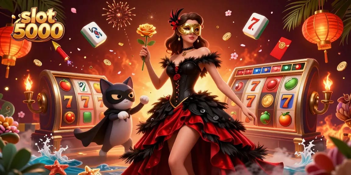 Experience the excitement of slot 5000 with dynamic reels and vibrant characters in an engaging 3D scene.