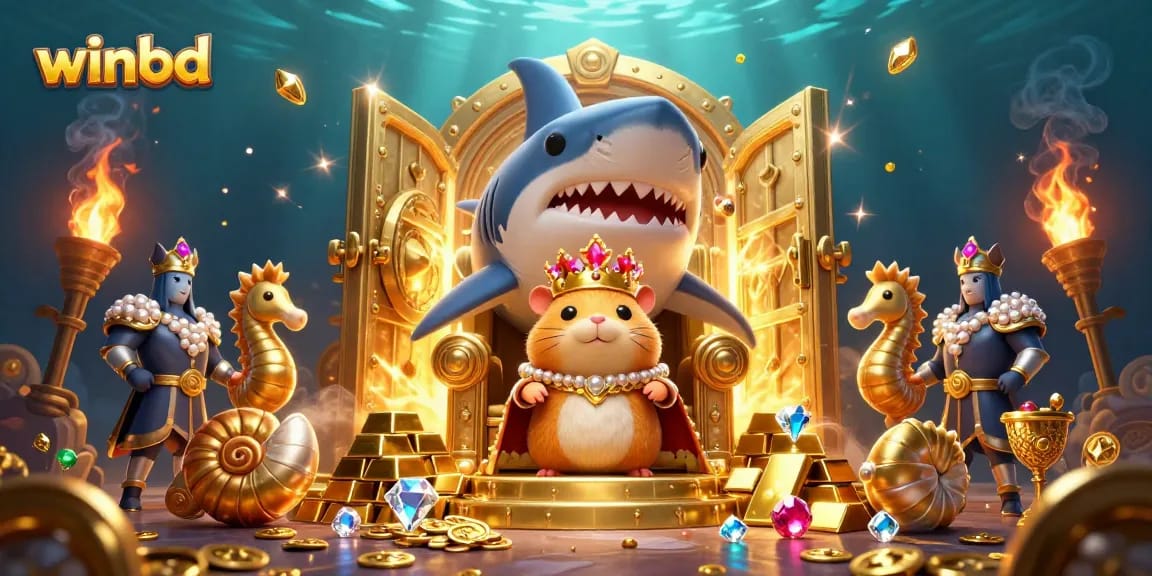 Engage in thrilling gaming experiences at winbd with an underwater casino vibe illustrated.