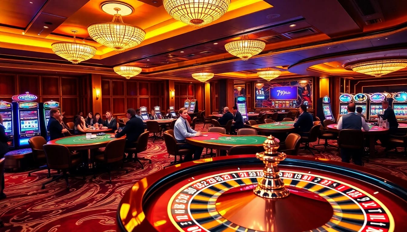 Engaging players at Trang Chủ 789club with thrilling casino action at a modern gambling floor.