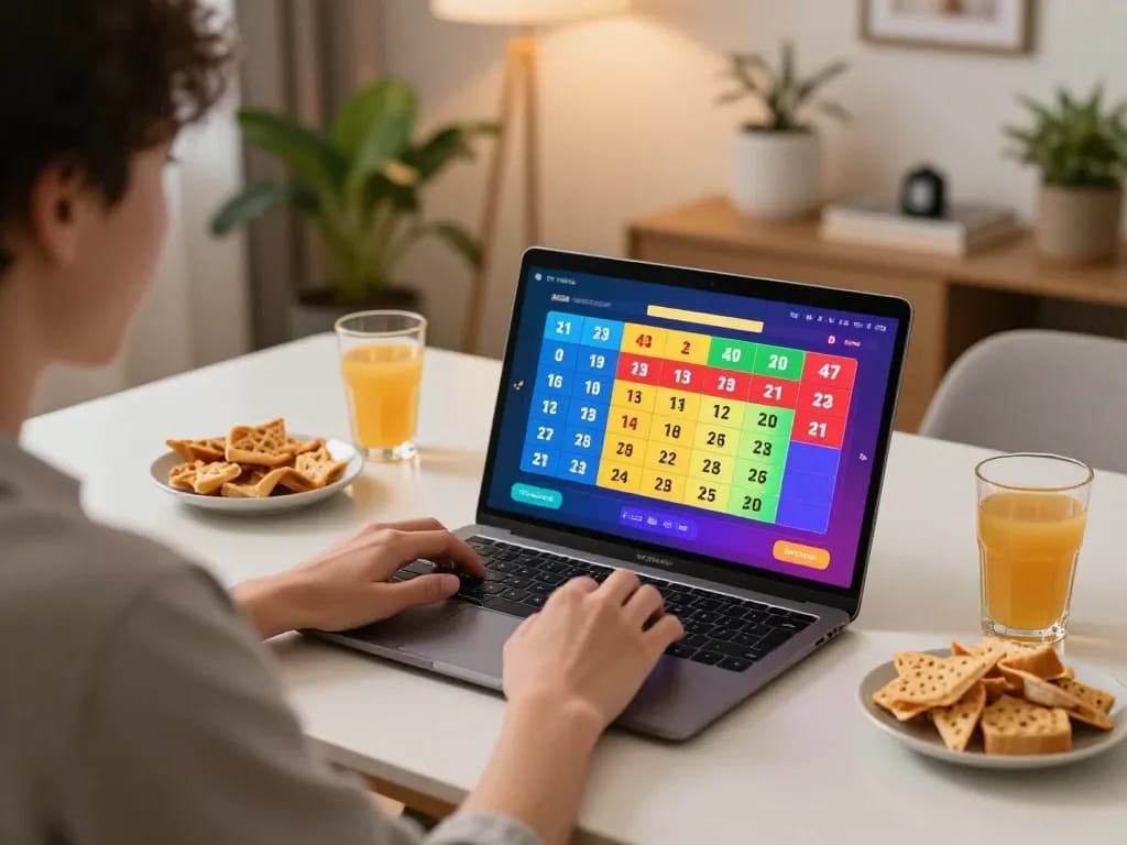 Engaging online togel gaming with gtatogel displaying colorful number selections on a laptop screen