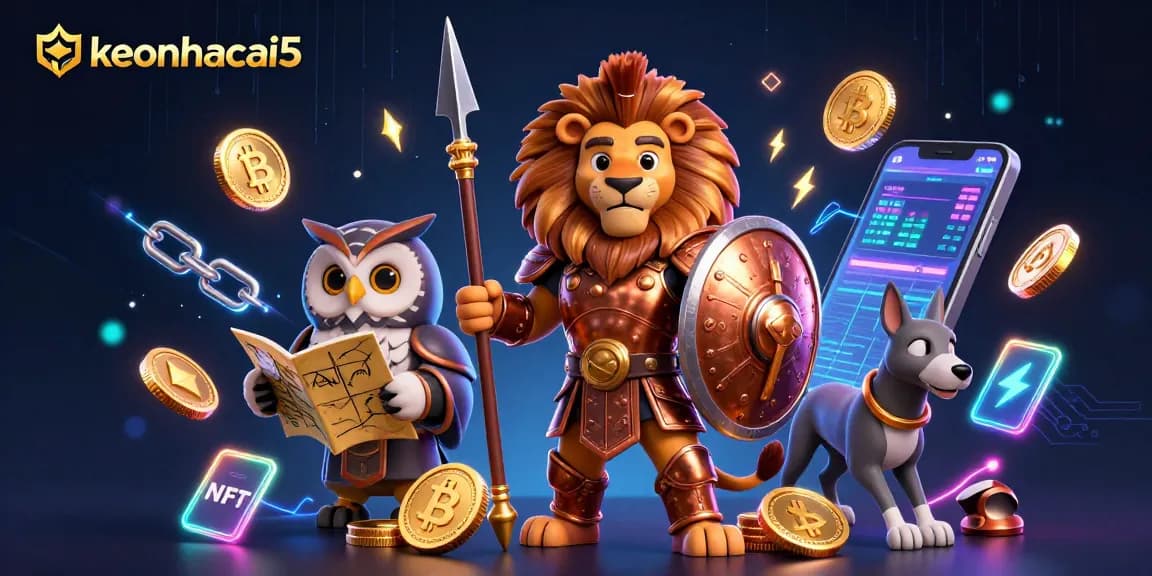 Bet on keonhacai5 with a dynamic scene of a Spartan lion and tactical owl in a strategic casino setting.