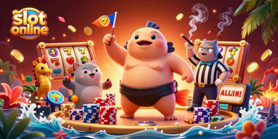 Permainan slot online yang menarik dengan berbagai simbol dan jackpot bersama ikan fugu lucu.
