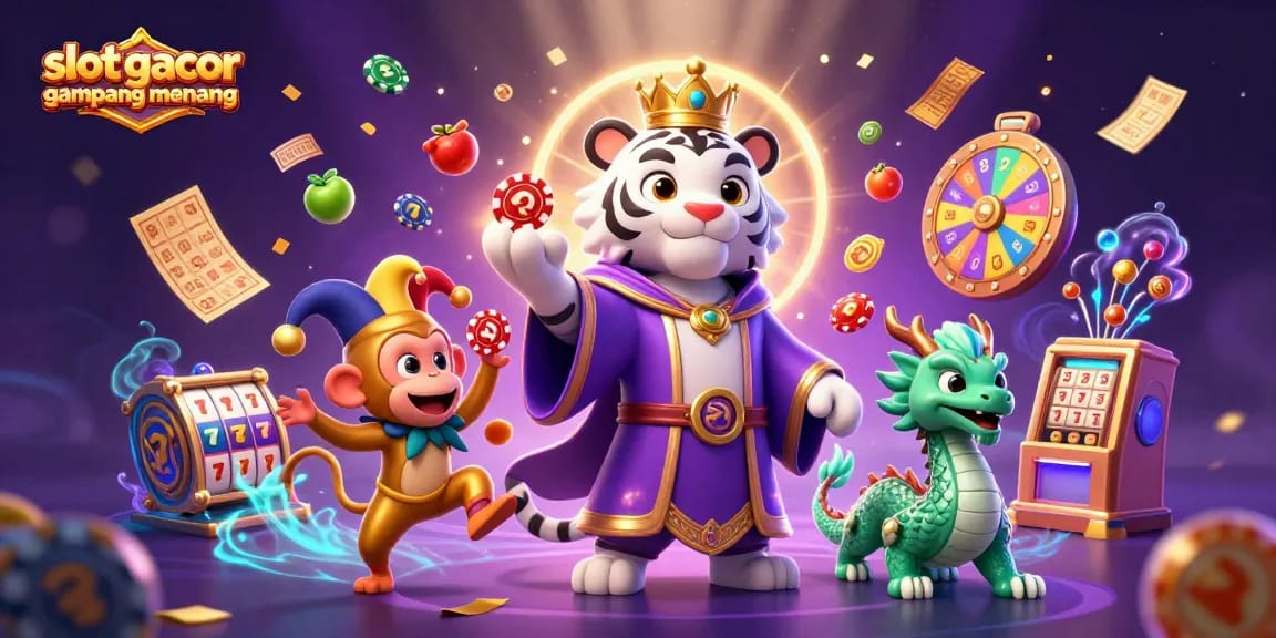 Menang besar dengan slot gacor gampang menang, ilustrasi 3D menarik kasino yang penuh aksi.
