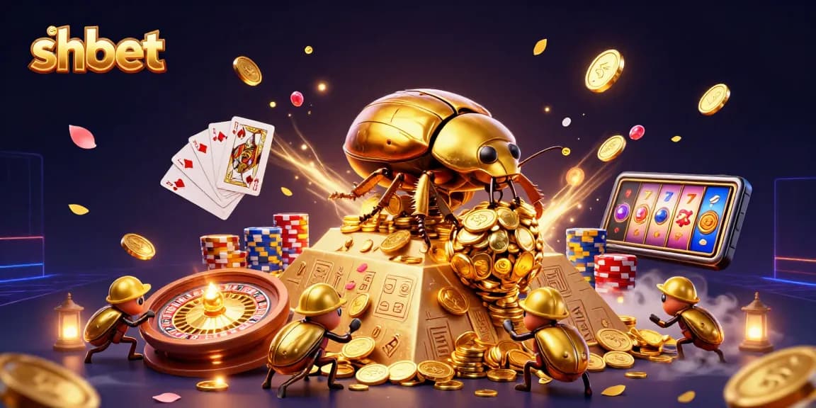 Enjoy shbet gameplay with a vibrant 3D illustration showcasing fun casino elements.