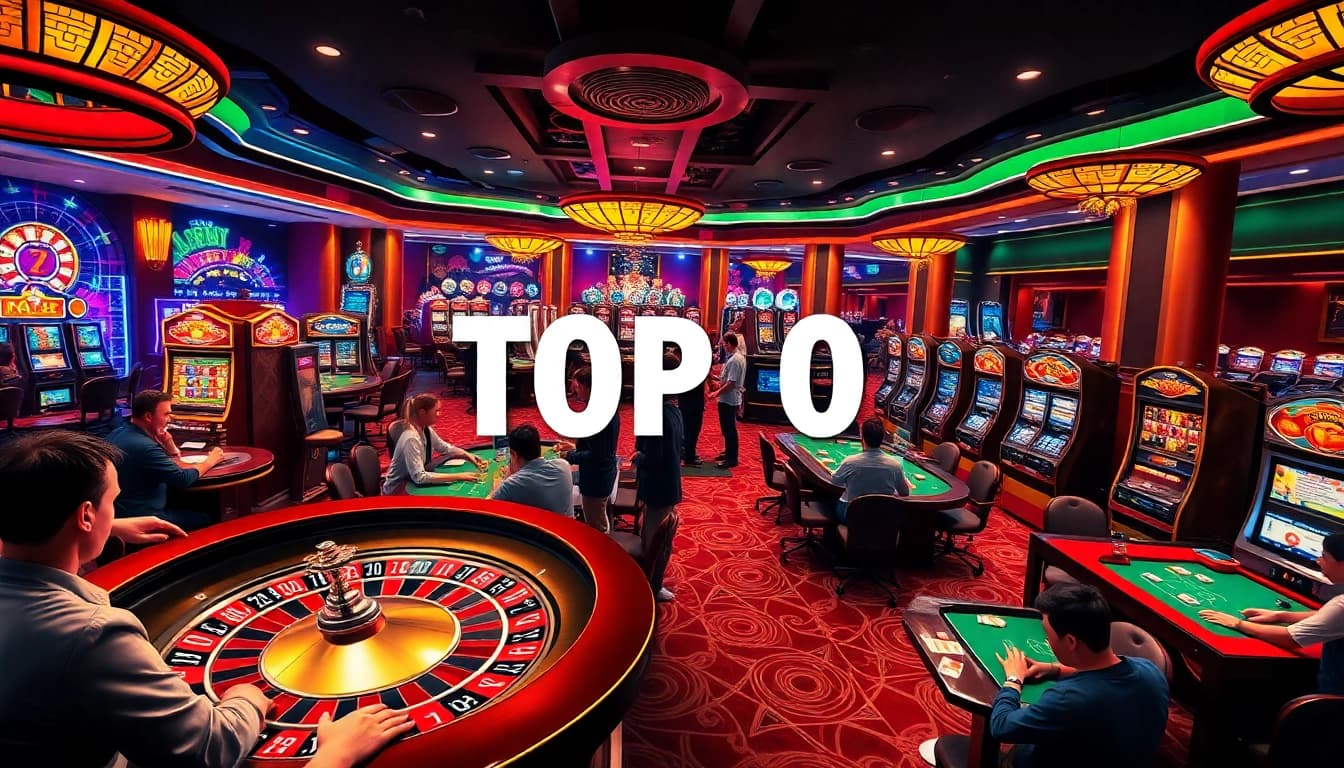 Experience the excitement of the top 10 nhà cái uy tín in a luxurious casino scene filled with eager gamblers.