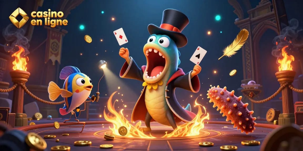 Plongez dans le monde du casino en ligne avec des personnages marins captivants et des jeux d'argent.