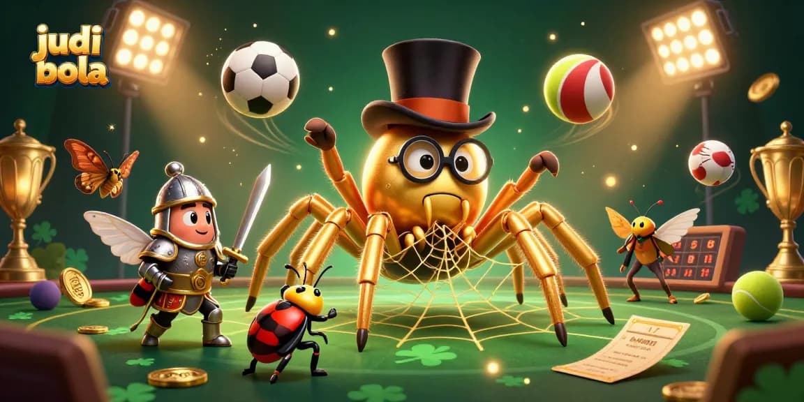 Engage in thrilling judi bola with dynamic sports elements and a captivating 3D illustration.