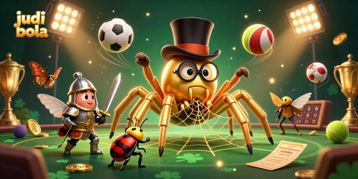 Engage in thrilling judi bola with dynamic sports elements and a captivating 3D illustration.