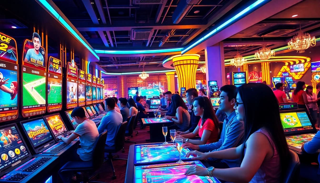 BJ38 online gaming platform showcasing vibrant gaming atmosphere with players engaged in cockfighting and casino games.