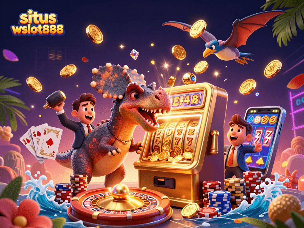 Menangkan jackpot di situs wslot888 saat dinosaurus kartun bermain slot di kasino