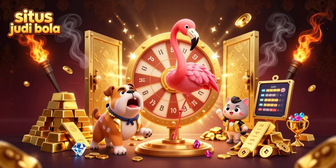 Engage in exciting situs judi bola action with a vivid game show atmosphere featuring colorful characters and rewards.