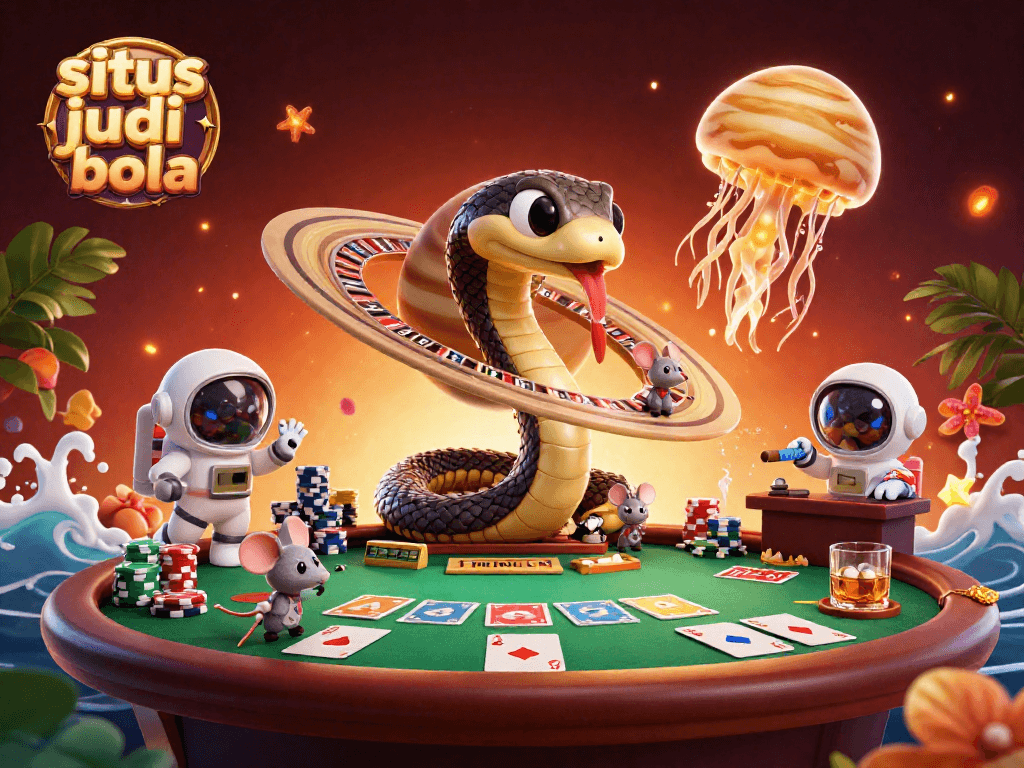 Engage in thrilling sports betting with situs judi bola, as cartoon characters bring excitement and strategy.