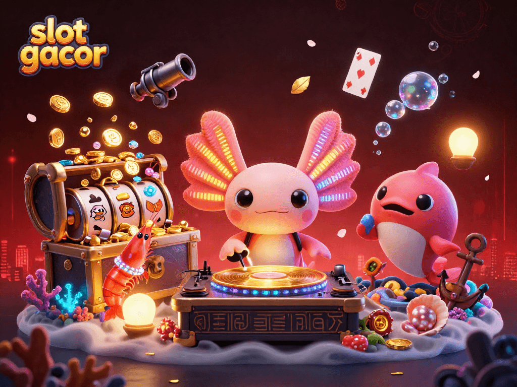 Experience the thrill of slot gacor in a vibrant 3D underwater casino scene.