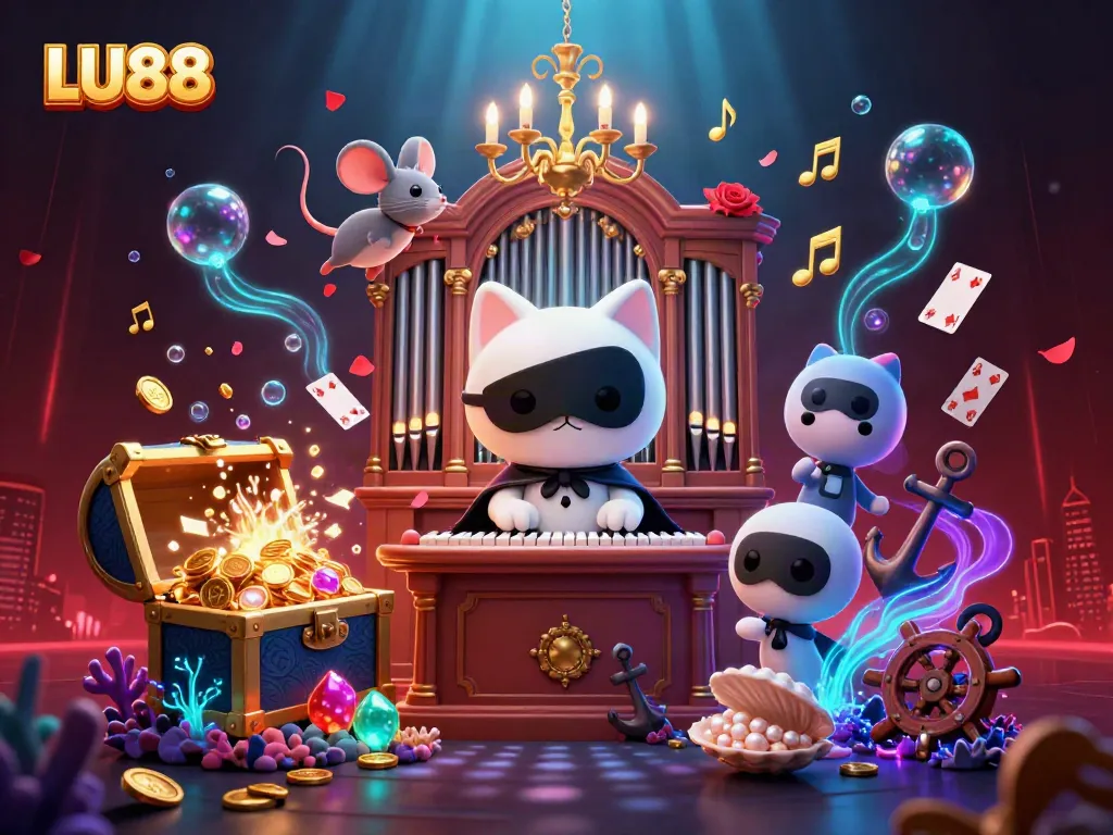 Experience thrilling gameplay at LU88 with a vibrant 3D casino illustration showcasing excitement and energy.