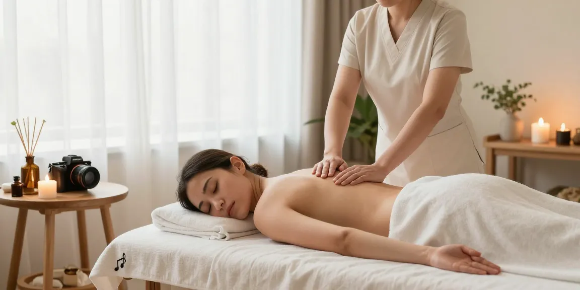Swedish massage in a tranquil spa setting with soothing aromatherapy, promoting relaxation through 마사지.