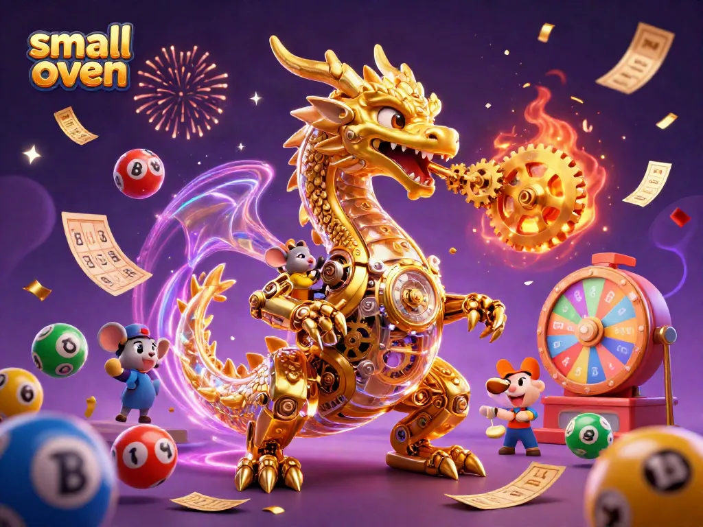 Engage with the small oven magic as golden gears and colorful roulette balls spring to life in this dazzling casino scene.
