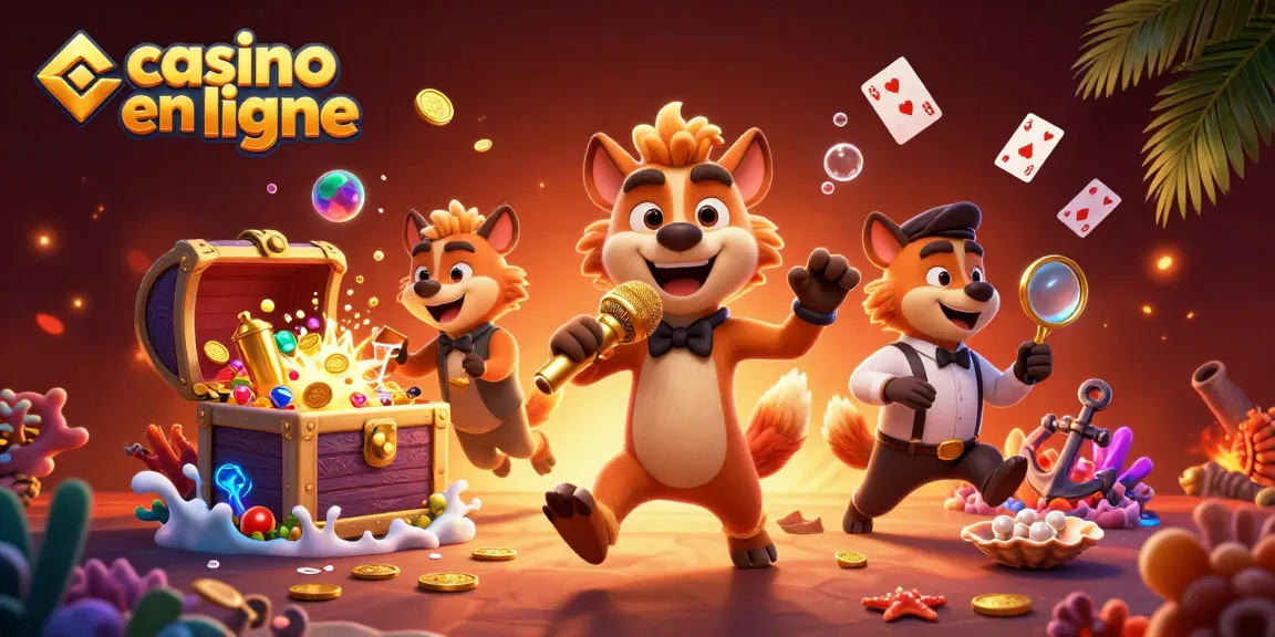 Casino en ligne : hyènes animées dans un club de casino, offrant des boissons et de l'humour.