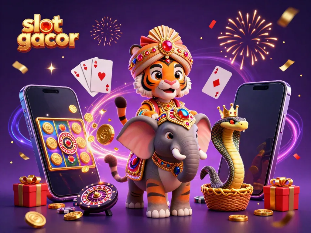Engage with the vibrant world of slot gacor featuring cheerful characters, dynamic gaming elements, and festive energy.