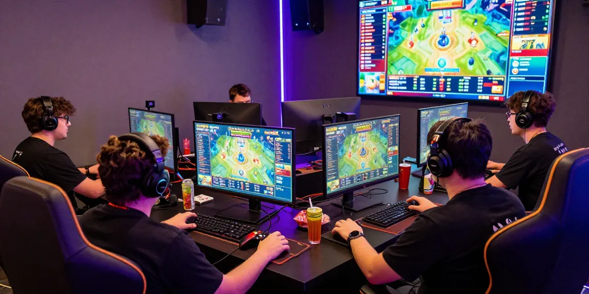 Players enjoying GARUDA303 login experience in vibrant gaming lounge, showcasing excitement and competition.