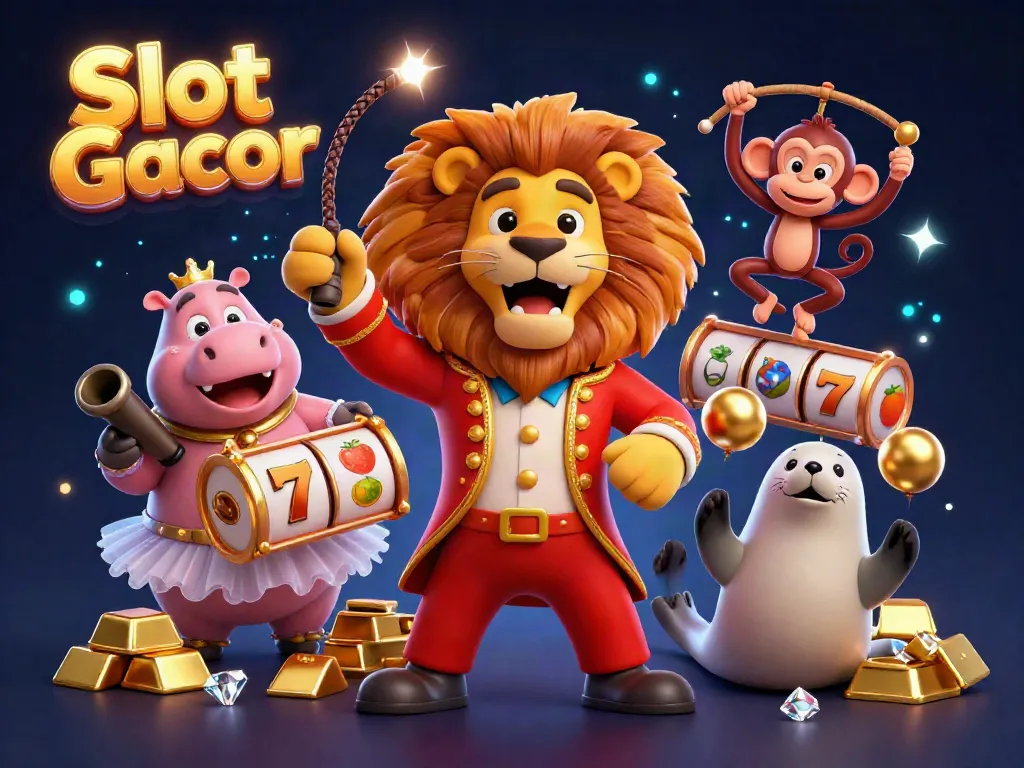 Menangkan Slot Gacor dengan ilustrasi kasino yang penuh aksi dan warna menarik.