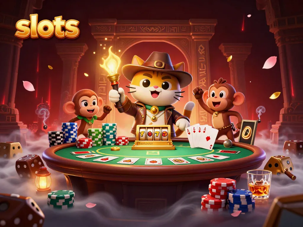 Experience thrilling slots action in a vibrant temple setting with an archaeological cat and monkey companion.