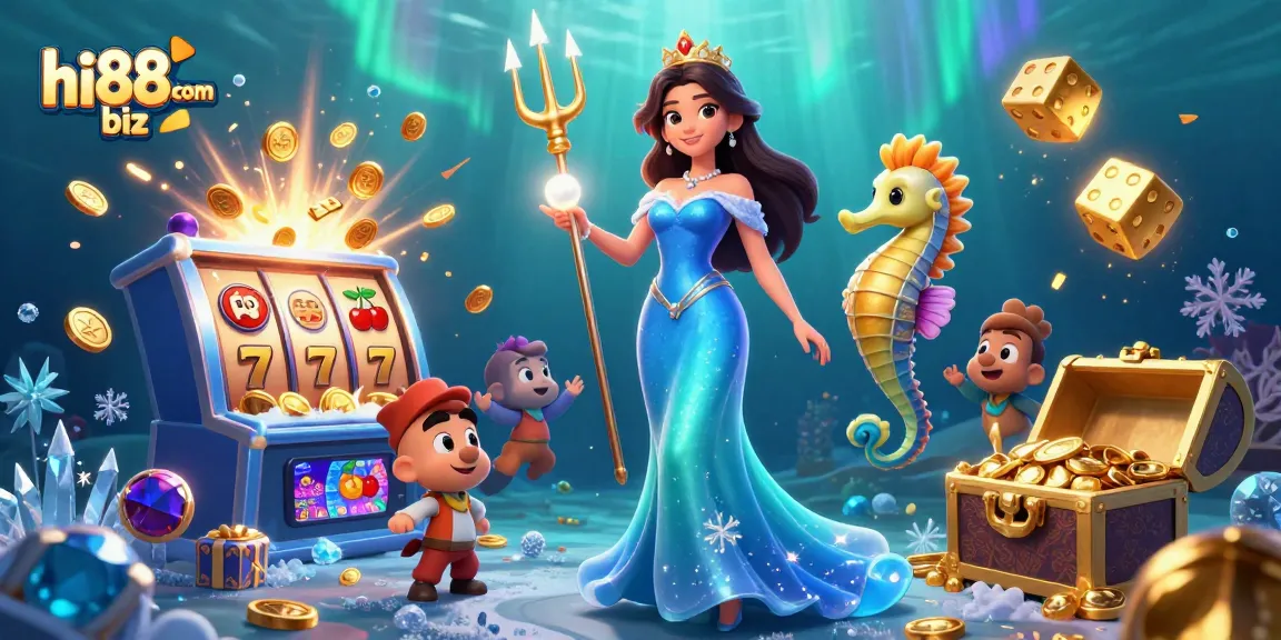 Experience gaming excitement with hi88com biz in a vibrant underwater casino scene.