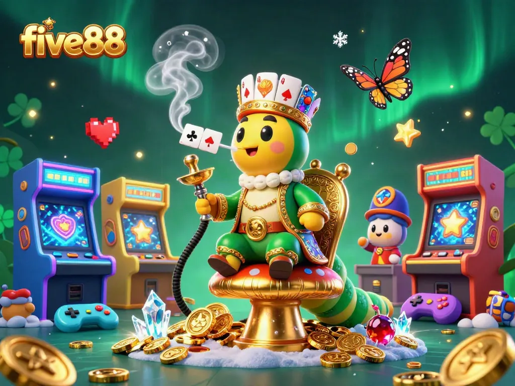 Experience excitement at five88 with our vibrant casino-themed illustration showcasing gaming characters and neon elements.
