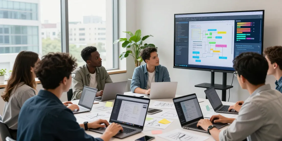 Team collaboration using mixboard ai on a creative project in a modern workspace.