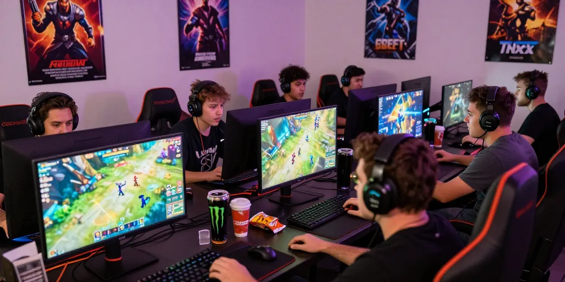 Engaged gamers experiencing garuda303 login at vibrant gaming stations with excitement.