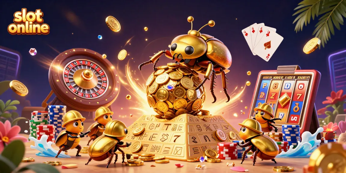 Putar slot online dengan karakter unik dan koin emas yang berhamburan.