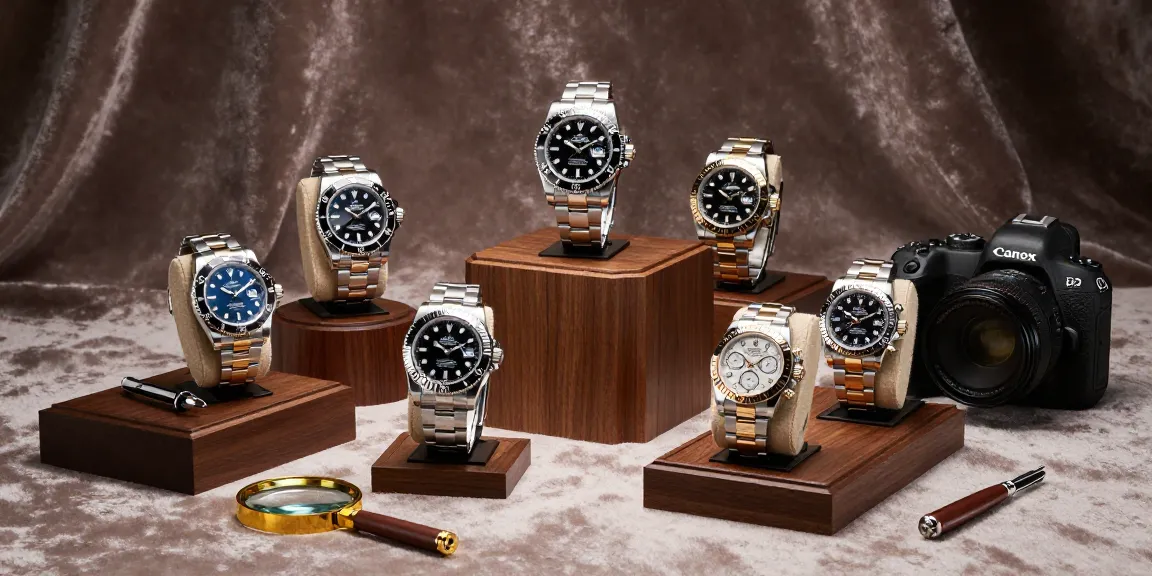 Stunning collection of rolex replica watches highlighting luxury and craftsmanship with detailed accessories.