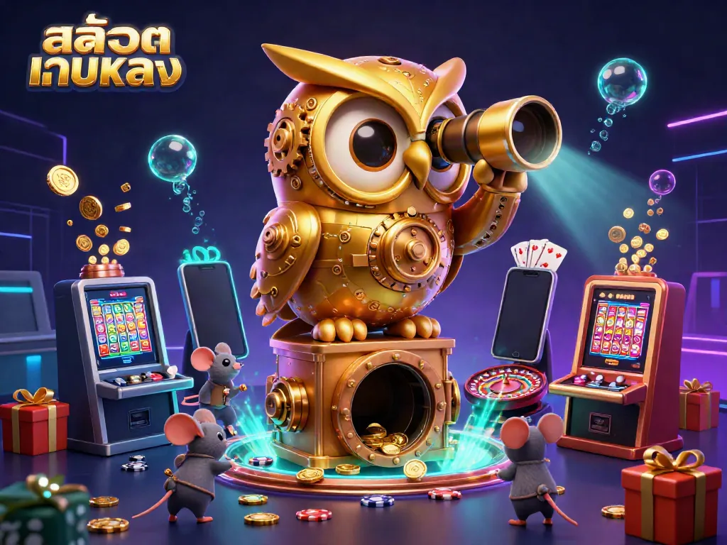 Experience the electric atmosphere in a casino with the vibrant clash of animated characters and slot machines, featuring สล็อตเว็บตรง.