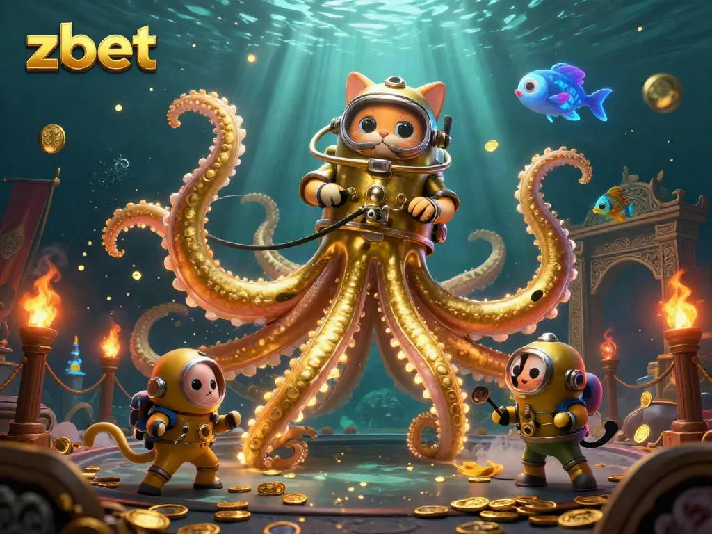 Experience thrilling gaming adventures and explosive winnings with zbet in this dynamic underwater scene.