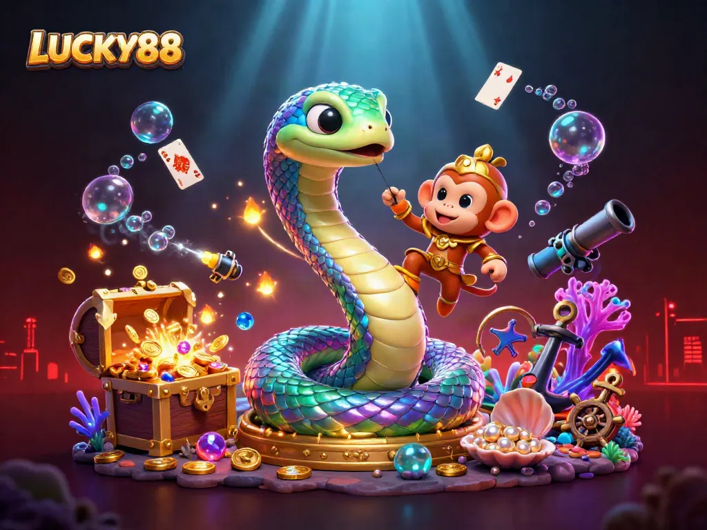 Experience LUCKY88 with vibrant 3D casino illustration featuring magical underwater elements.