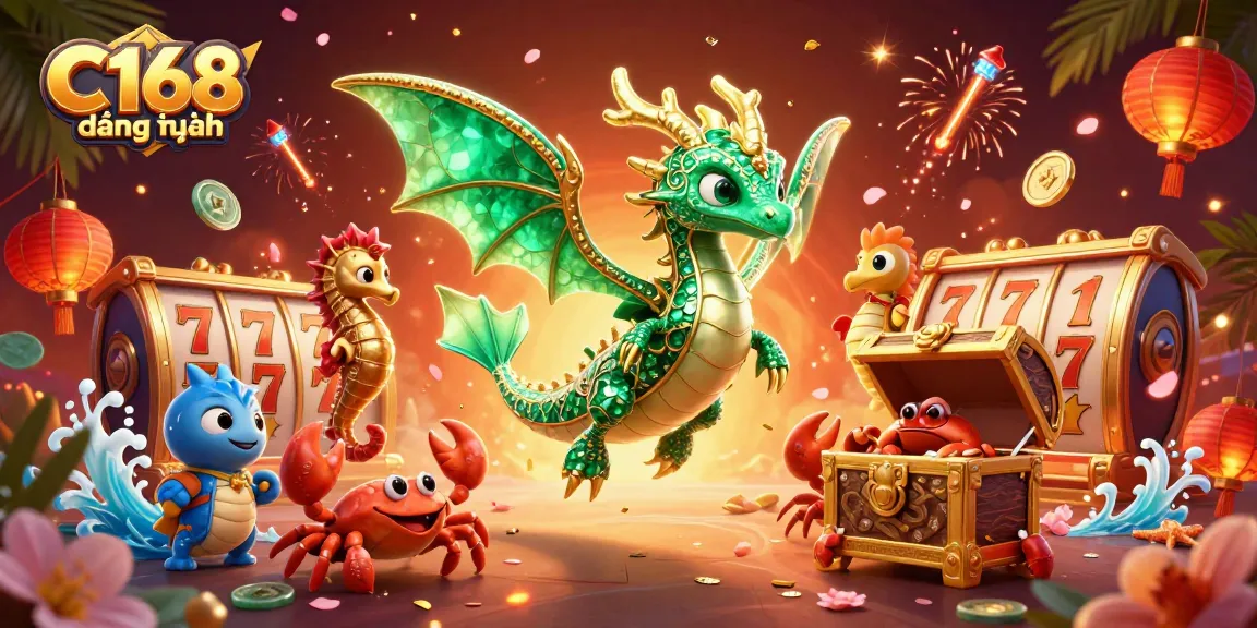 C168 đằng nhập showcases an enchanting scene with a leafy sea dragon, royal seahorses, and treasure, embodying the thrill of online casino action.