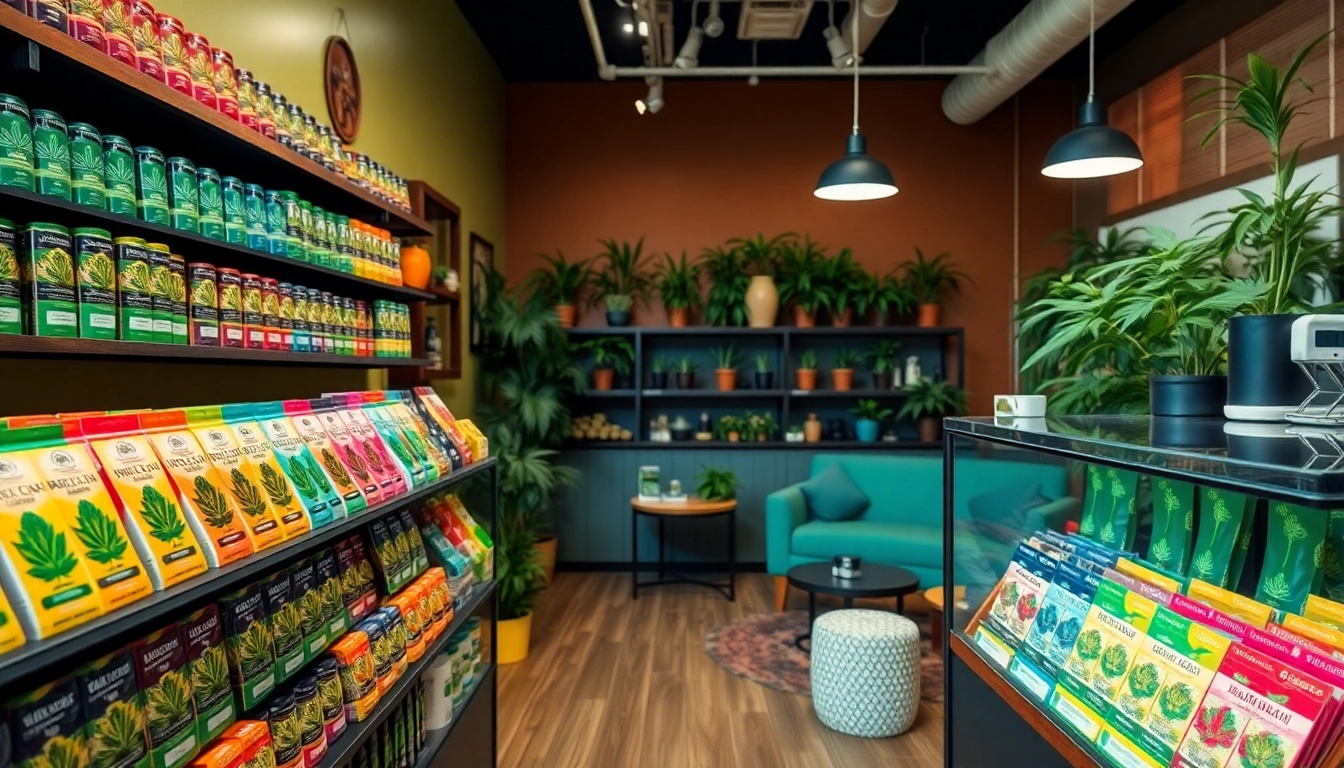 Learn how to buy weeds online with our vibrant cannabis shop display showcasing products.
