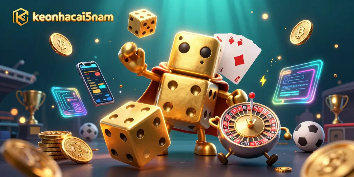 Engage with keonhacai5nam's vibrant 3D gaming scene showcasing energetic sports betting elements.