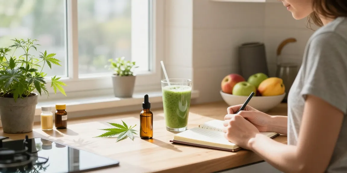 Ministry of Cannabis CBD oil and natural wellness essentials in a bright kitchen.