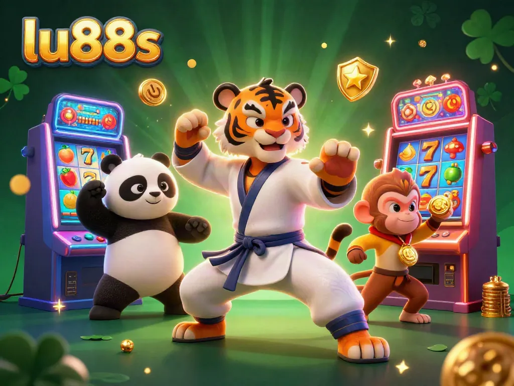 lu88s engages players with vibrant slot elements featuring kung fu characters and sparkling coins.