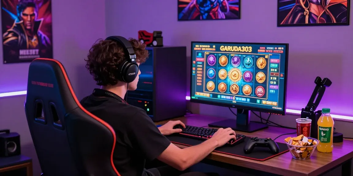 Exciting gaming session at Garuda303 login with vibrant slot graphics and immersive atmosphere.