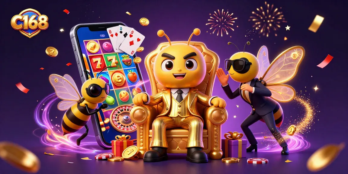 C168 casino illustration featuring a mob boss and game elements capturing the excitement of online gambling.