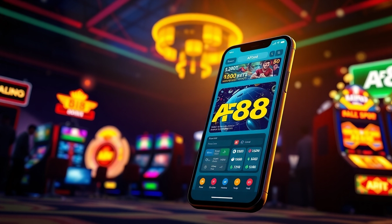 Engaging AF88 com mobile app showcasing online betting options with vibrant colors.