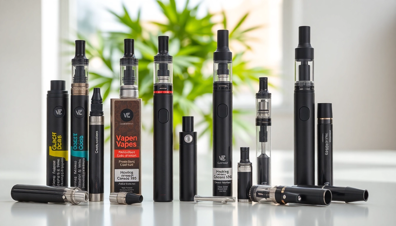 Cannabis Vape products arranged elegantly, showcasing variety and vibrancy for vaping enthusiasts.
