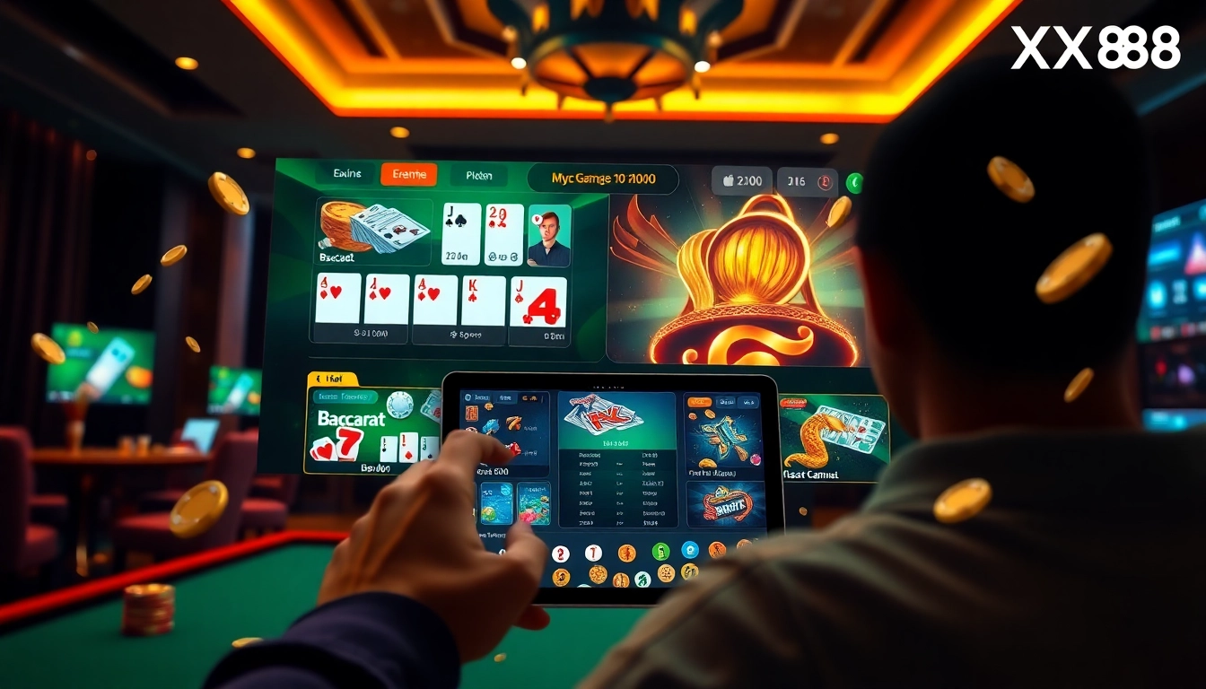 Experience Nhà cái XX88 through a vibrant online gambling interface showcasing exciting games and user engagement.