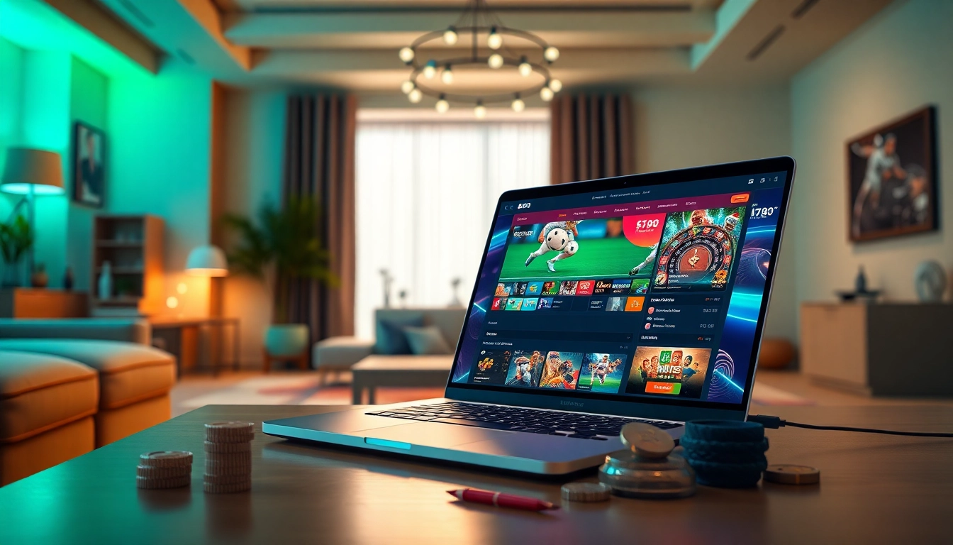 Engaging online betting experience with AF88 com on a modern laptop in a lively setting.