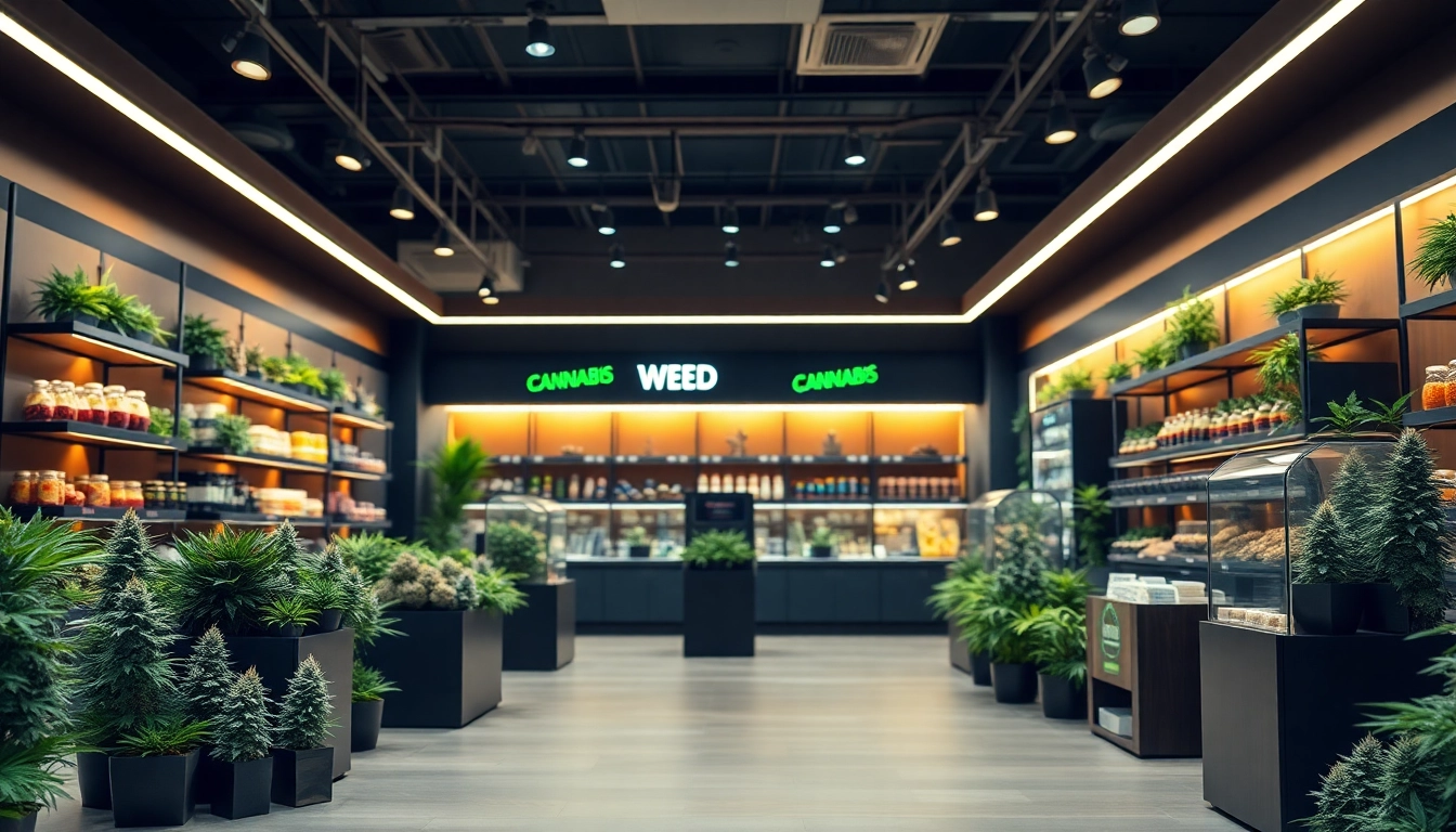 Explore a bright, welcoming Weed Store with vibrant cannabis products and a modern design.